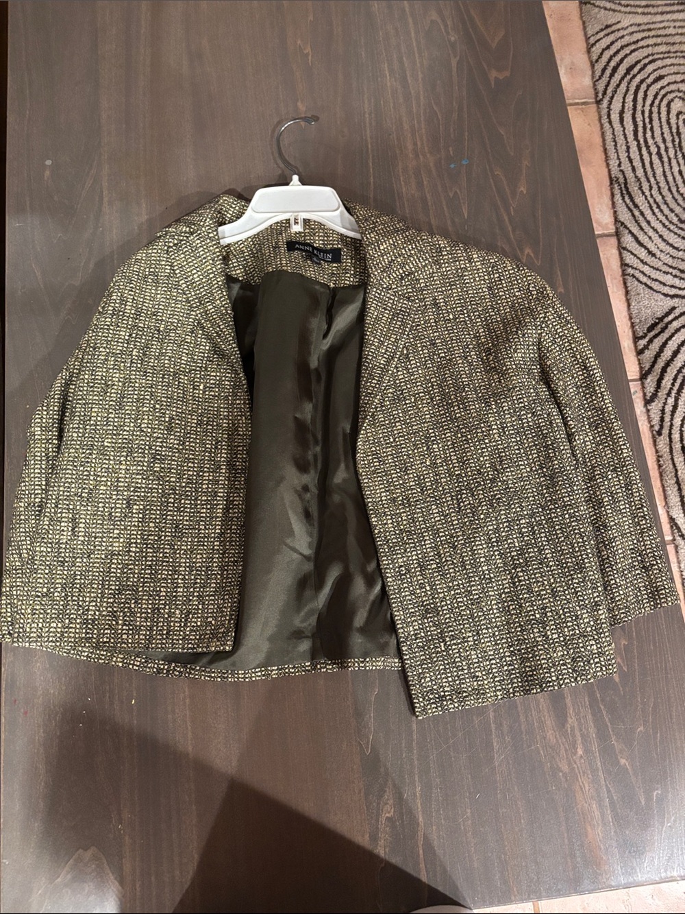 Anne Klein Black and Gold Tweed Cropped Blazer